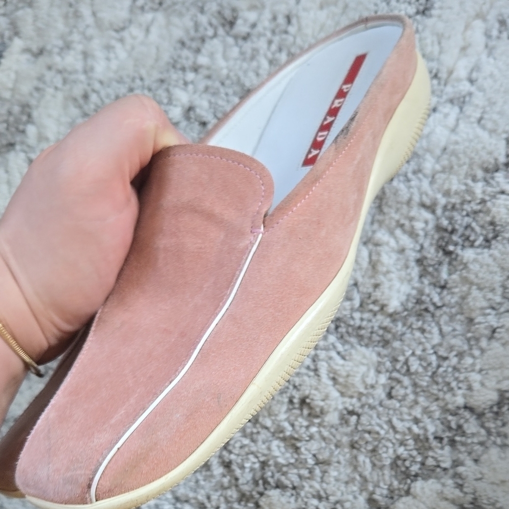 Prada Men's Pink Suede Loafers - Picture 11 of 12